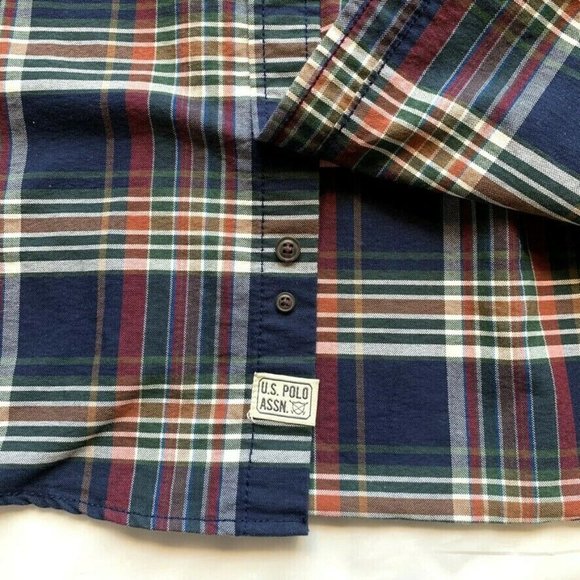 NEW US Polo Assn Plaid Button Down Shirt Long Sleeve Cotton Blend Pocket Thick M - Picture 8 of 12